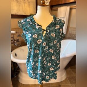 Lucky Brand Green Floral Blouse xl